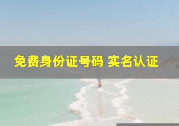 免费身份证号码 实名认证